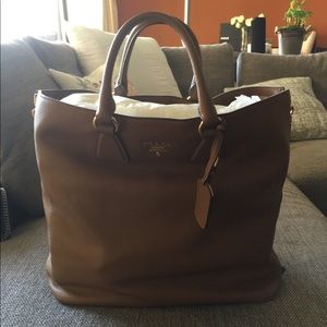 Prada shopping tote in brown